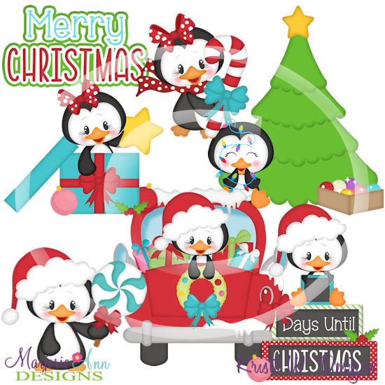 Merry & Bright Penguins SVG Cutting Files/Paper Piecing +Clipart - Click Image to Close